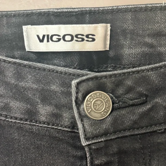 VIGOSS Womens Distressed Crop Jeans Size 27 Waist Straight Stretch Charcoal - Picture 4 of 16